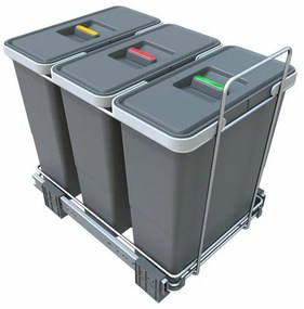 Beépíthető szemétgyűjtő szemetes 12+12+12 l kerettel, szürke