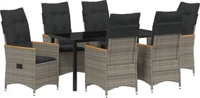 vidaXL Kert étkező szett párnával 7 pcs Szürke polirattan