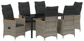 vidaXL Kert étkező szett párnával 7 pcs Szürke polirattan