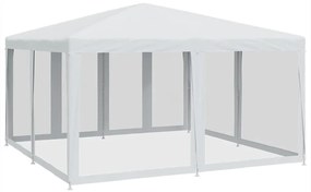 fehér HDPE rendezvénysátor 8 hálós oldalfallal 4 x 4 m
