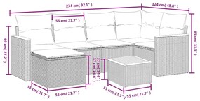 7 részes fekete polyrattan kerti ülőgarnitúra párnával