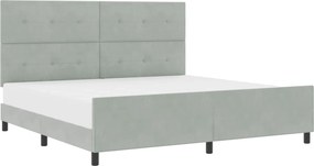 vidaXL Boxrugós ágy fejtámlával Világosszürke 200 x 200 cm Bársony