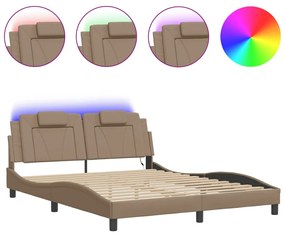 kávészínű ágykeret Viana LED-ekkel matrac nélkül 160 x 200 cm