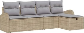 vidaXL Kerti Kanapé Szett párnával tárolóval 5 pcs Bézs Poli rattan