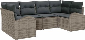 vidaXL Kerti Kanapé Szett párnával tárolóval 6 pcs Szürke polirattan