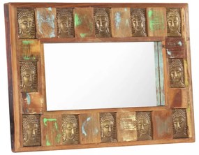 Tömör újrahasznosított fa tükör Buddha burkolattal 80 x 50 cm