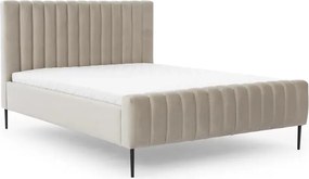 Nicole kárpitozott ágy 140x200 bársony bézs Velluto 2 - fekete lábakkal