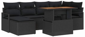 vidaXL Kert étkező szett párnával 7 pcs Fekete és Barna