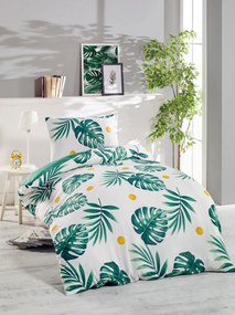 Monstera egyszemélyes ágyneműhuzat garnitúra, zöld