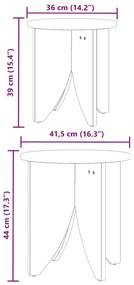 Dohányzóasztal 2 pcs Viaszbarna 41.5 x 41.5 x 44 cm