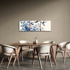 Kép - Kolibrik a virág felett (órával) (90x30 cm)