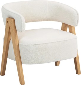 HOMCOM Modern kárpitozott fotel, polár huzat, kiegészítő fotel, fotel fa lábakkal, fém váz, fehér