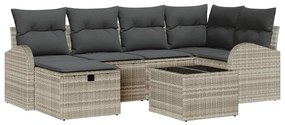 vidaXL Kanapé Szett párnával tárolóval 7 pcs Világosszürke polirattan