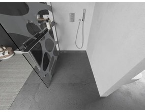 Mexen Kioto+ L, Walk-In zuhany paraván polccal és akasztóval 70 x 200 cm, 8 mm átlátszó üveg fehér mintás, króm profil, 800-070-123-01-97