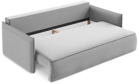 Világosszürke bársony kinyitható-tárolóhelyes kanapé 225 cm Hula – Makamii