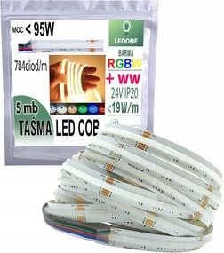 Cob Led szalag 784dióda fénysor Rgbw Ww Meleg 24V <19w/m 5mb