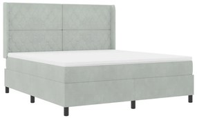 Boxspring Ágy Matrac Fény Szürke 180x200 cm Bársony