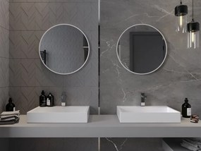 Mexen Loft kerek fürdőszobai tükör 60 cm, fehér keret - 9850-060-060-000-20