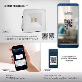 LED Intelligens dimmelhető RGB reflektor LED/20W/230V IP65 fehér