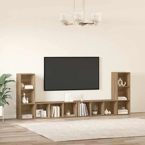 TV szekrény 4 pcs kézműves tölgy 37 x 35 x 107.5 cm Műanyag Fa