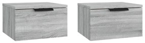 2 db szürke sonoma falra szerelhető éjjeliszekrény 34x30x20 cm