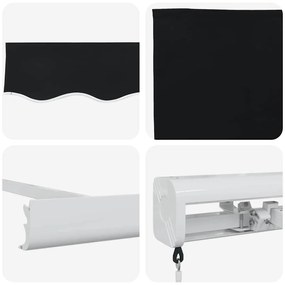 Behúzható napellenző Fekete 300 x 250 cm Szövet, Fém