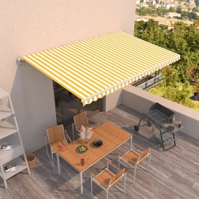 sárga és fehér kézzel kihúzható napellenző 500 x 300 cm