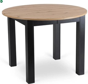 szett étkezőasztal HARRY 102-142 cm artisan tölgy/fekete és 4 szék BARI fekete