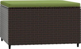 vidaXL barna polyrattan kerti lábtartó párnával