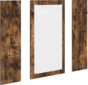 vidaXL Fali Kabáthorog tükörrel Füstölt tölgy 96 x 1,5 x 90 cm Faanyag