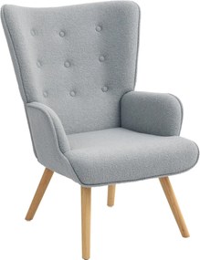 HOMCOM Boucle Szövet Pihenőszék, Modern Kárpitozott Fotel Fából Készült Lábakkal, Ergonomikus Támla és Kartámasz, Étkezőbe, Nappaliba, Hálószobába, Ir