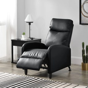 [en.casa] Relax fotel TV fotel kárpitozott fotel dönthető háttámlával fekvőfotel műbőr fekete