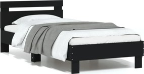 vidaXL fekete szövet ágykeret fiókokkal 75x190 cm