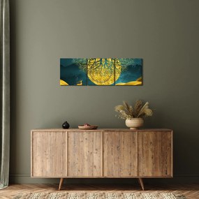 Kép - absztrakció, arany táj (órával) (90x30 cm)