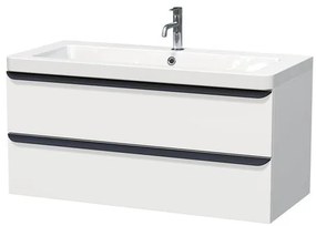 Naturel Pavia Fürdőszobaszekrény mosdóval 105x53x49 cm fehér matt, fekete fogantyú PAVIA3105ZCE