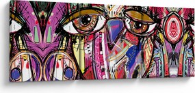 Kép - utca, művészet - bagoly (órával) (90x30 cm)