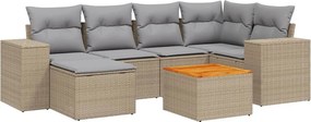 vidaXL 7 részes bézs polyrattan kerti ülőgarnitúra párnákkal