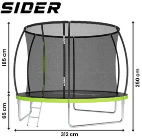 Kerti trambulin gyerekeknek SIDER 10FT  - Ø 312 CM belső hálóval és létrával