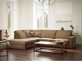 Világosbarna zsenília sarokkanapé (bal oldali-L alakú) Kirou – Maison de Rêve