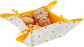 Kenyértartó kosár 23x23x7 Daisy szürke sárga virágos