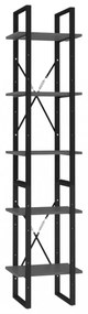 5 szintes szürke szerelt fa könyvszekrény 40 x 30 x 175 cm