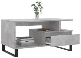 Betonszürke szerelt fa dohányzóasztal 90x49x45 cm