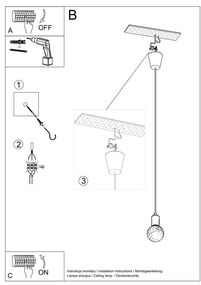Szürke függőlámpa ø 5 cm Rene – Sollux
