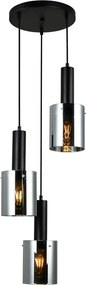 ITALUX PND-5581-3A-BK-SG SARDO Többágú Függesztett Lámpa Fekete, Füstös E27 IP20
