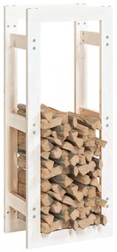 vidaXL tömör fenyőfa tűzifatartó állvány fehér 41x25x100 cm