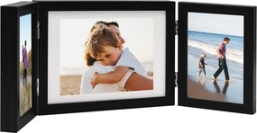 vidaXL fekete háromszárnyas fényképkeret 22x15 cm + 2x(10x15 cm)