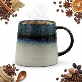 Nagy Kerámia Bögre 400 ml Kávé Tea Csokoládé Sötétkék-szürke Ø9CM