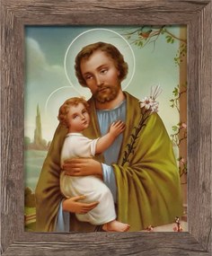 Vászonkép 30x25 Szent József Jézus Krisztus Tölgyfa Keret