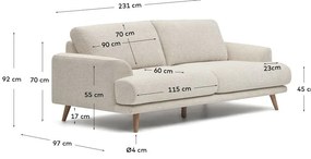 Bézs kanapé 231 cm Karin - Kave Home