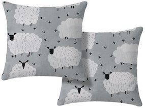 2 db díszpárnahuzat szett WHITE SHEEPS 45x45 cm, szürke